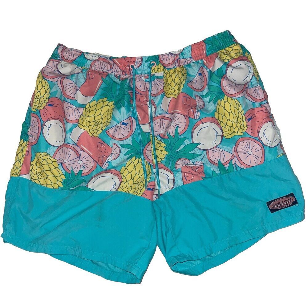 Vineyard Vines Mens Bahama‎ Mama Pineapple Chappy Cruise Swim Trunks Large